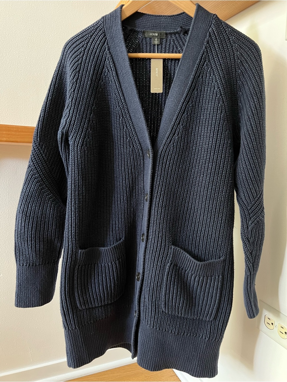 J crew Navy Ribbed 100% Cotton Cotton Cardigan